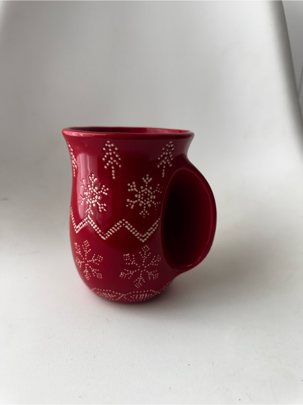 TAG Red Hand Warmer Mug Snowflakes And Trees Christmas